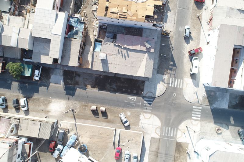 Ortofoto de dron de una intersección en Tocopilla