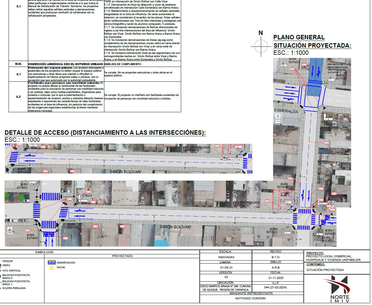Plano de medidas de mitigación del proyecto Local Comercial, Hospedaje y Vivienda Unifamiliar — Barros Arana 299