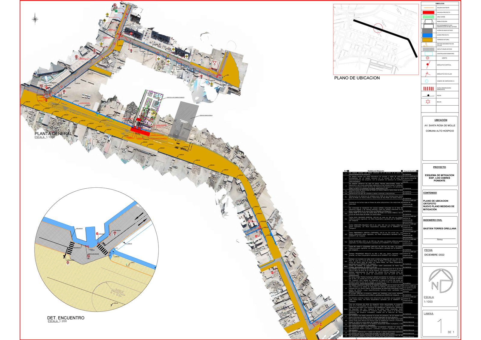 Plano de medidas de mitigación del proyecto Análisis de Suficiencia Vial — Edificio Los Cobres Poniente (Aires del Sur)